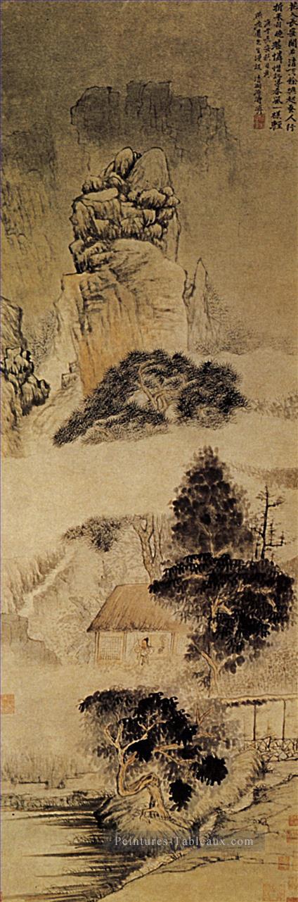 Shitao le poète ivre 1690 vieille encre de Chine Peintures à l'huile